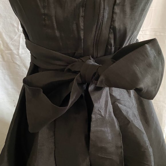 Vintage Black Cocktail Dress with Tie Waist, sz. L - Picture 3 of 15